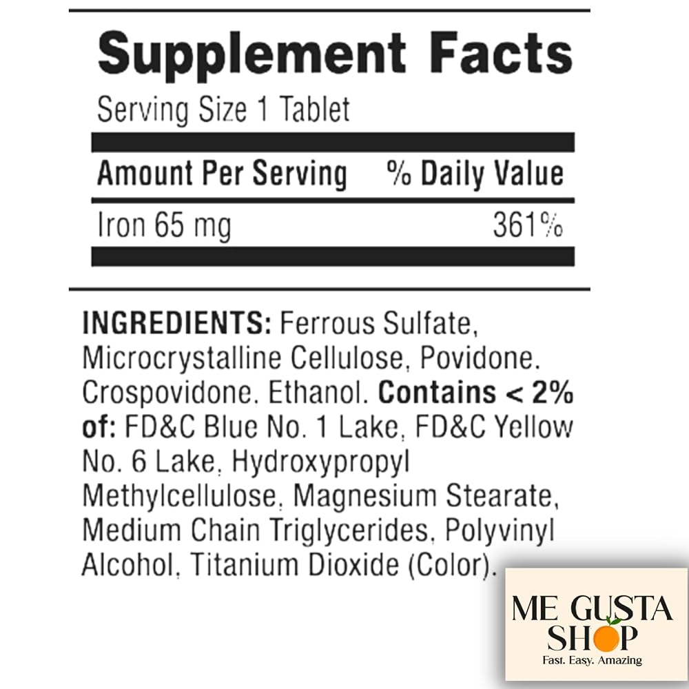 ME GUSTA SHOP Spring Valley Iron Tablets 65 mg - 600 Tablets (Pack of 3) - image 2