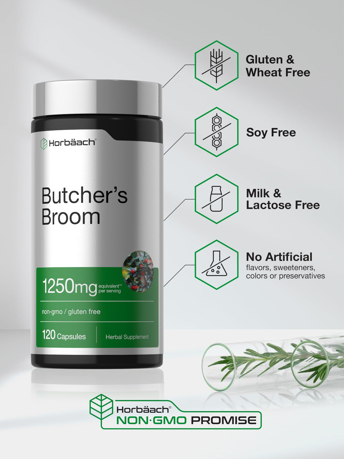 Horbäach Butchers Broom Extract - 120 Capsules - image 5