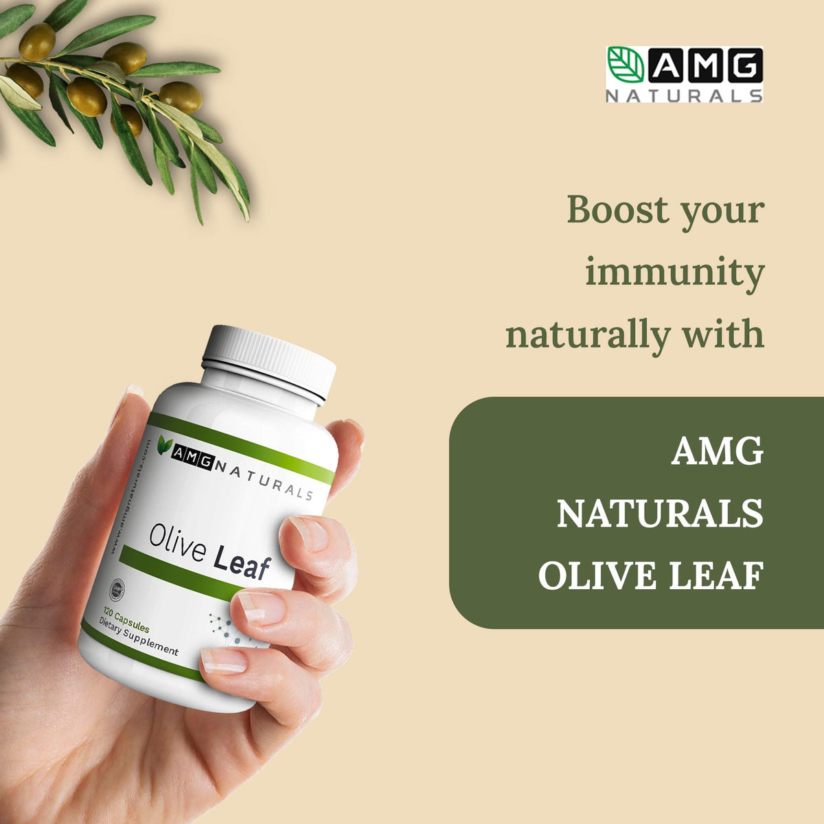 AMG Naturals Olive Leaf Herbal Supplement - 90 Capsules - image 5