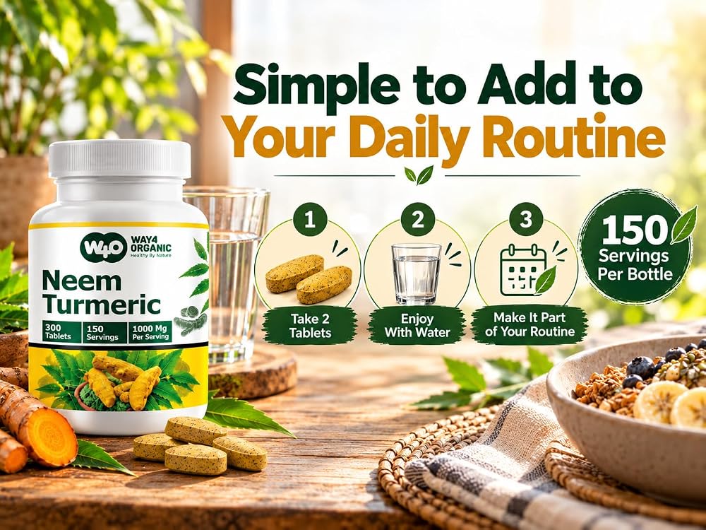WAY 4 ORGANIC W4O Neem Turmeric Capsules(Tablets) - High-Potency