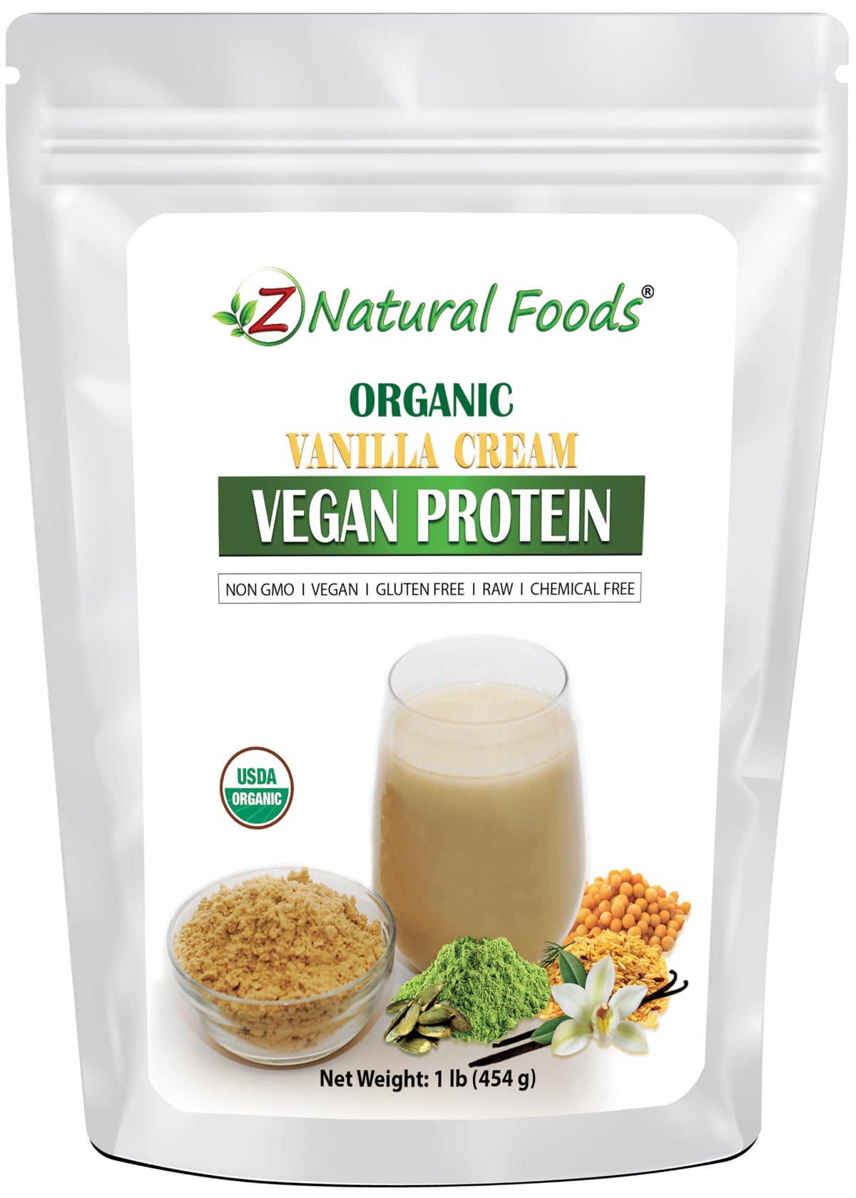 Z Natural Foods Organic Vanilla Vegan Protein Powder - 16 oz