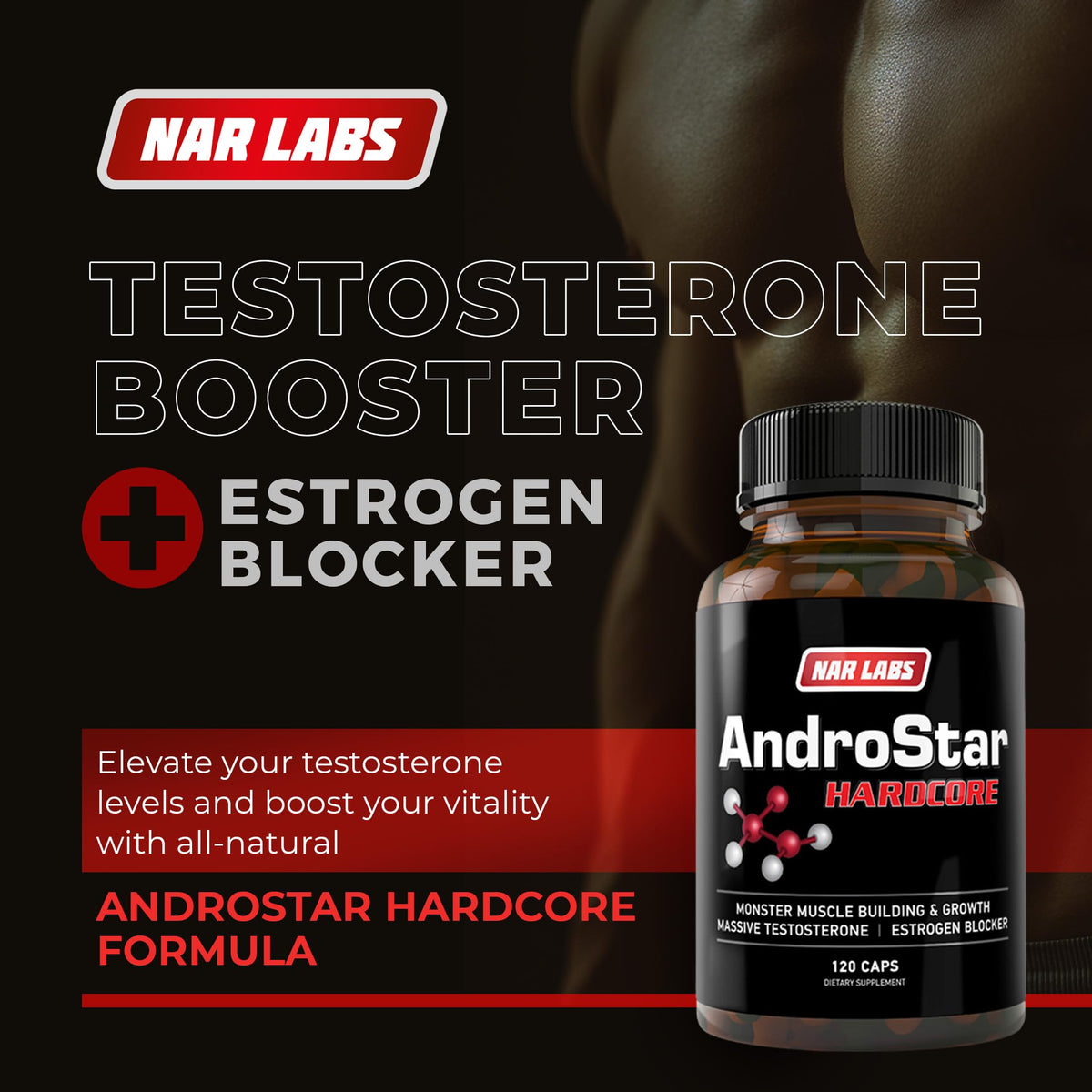 NAR LABS AndroStar Hardcore Natural Testosterone Booster - 120 Capsules - image 2