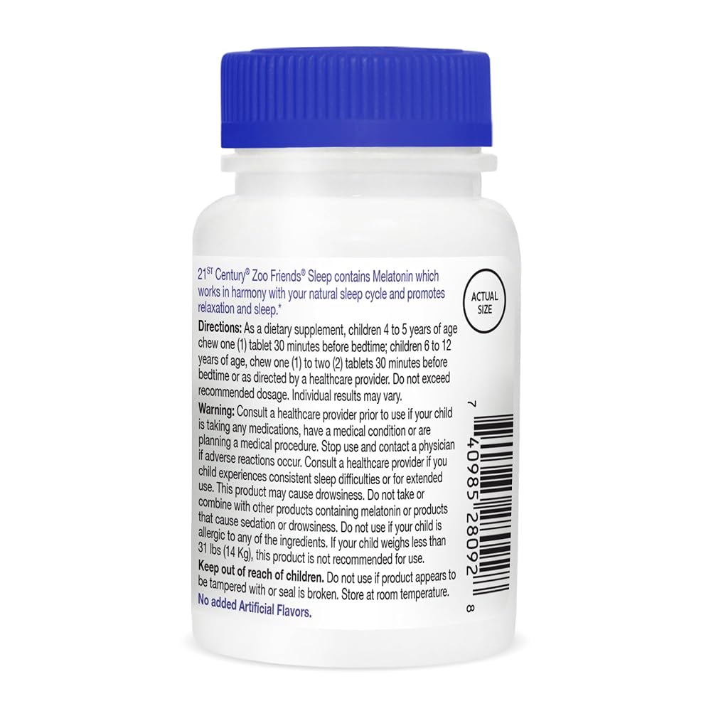 21st Century Zoo Friends Kids Melatonin Chewable, Raspberry - 60 Tablets - image 8
