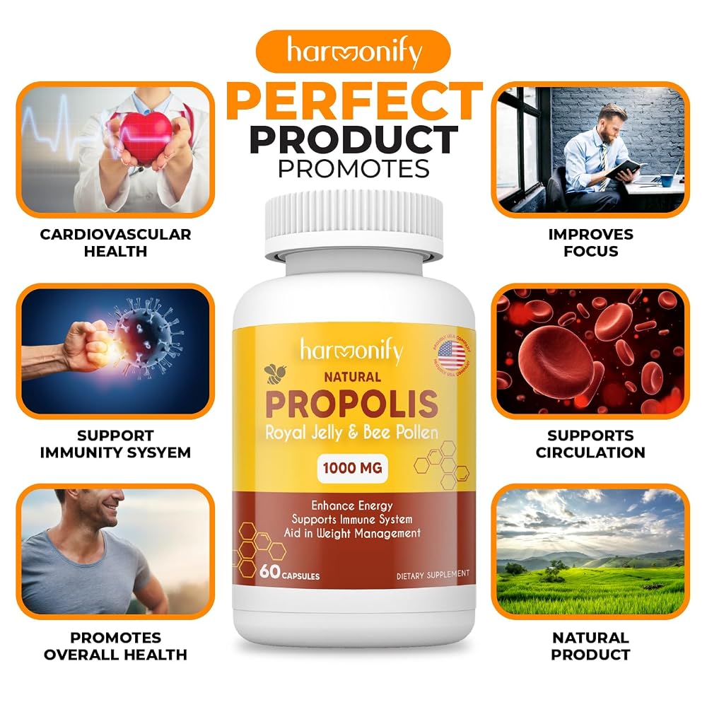 HARMONIFY Bee Pollen Propolis Royal Jelly Extract - 60 Capsules - image 4