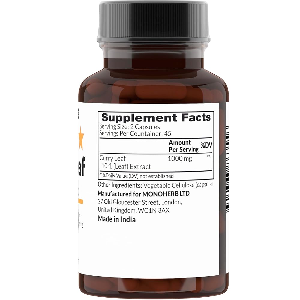 MONOHERB Curry Leaf 10:1 Extract 1000 mg - 90 Capsules - image 2
