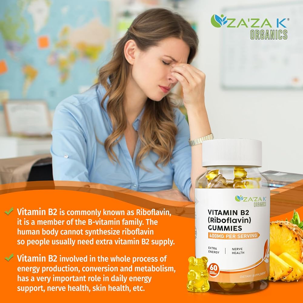 ZA'ZA K ORGANICS Vitamin B2 Riboflavin 400 mg Gummies - 60 Gummies - image 5