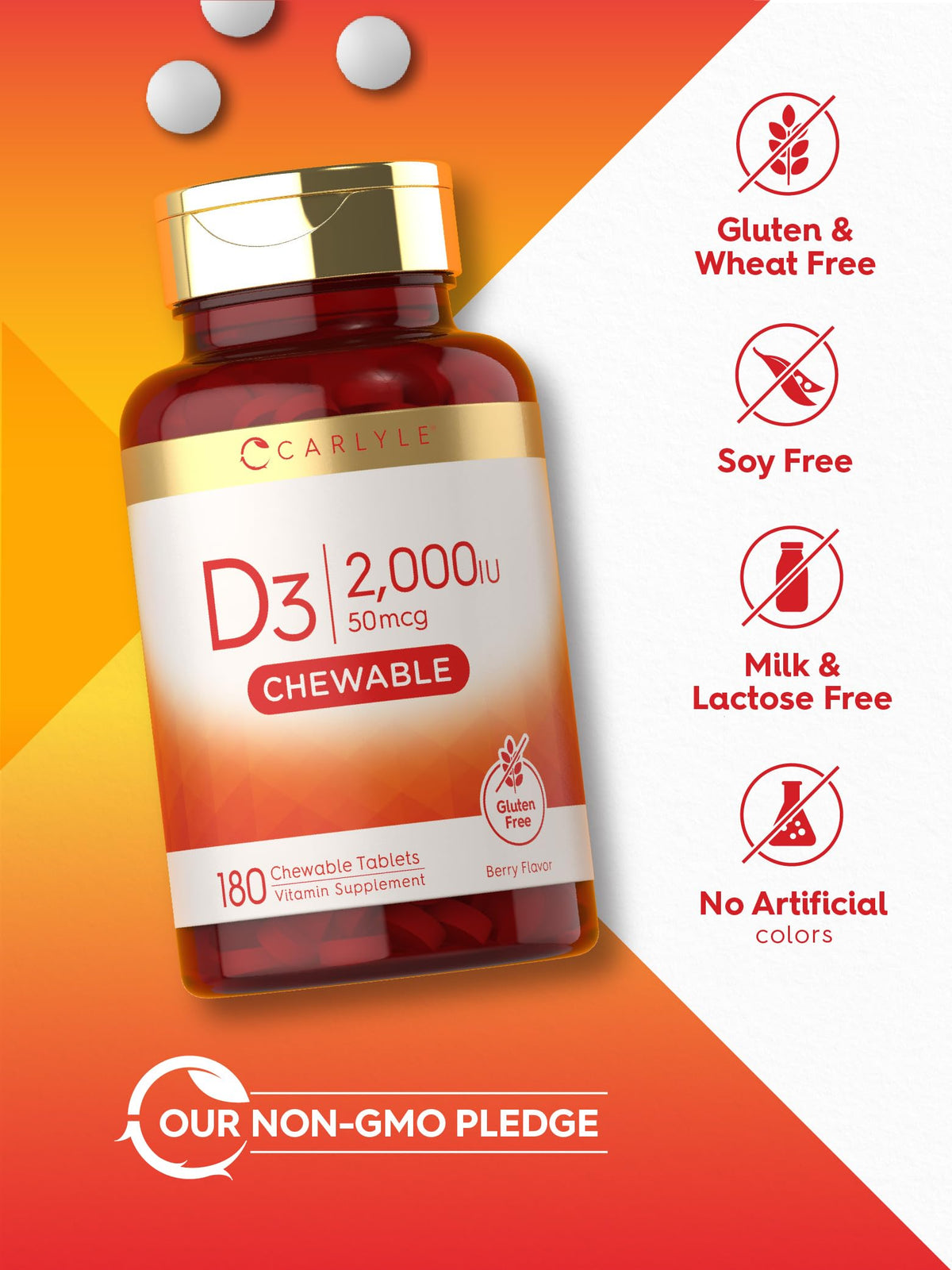 Carlyle Chewable Vitamin D3 2000 IU - 180 Tablets - image 5