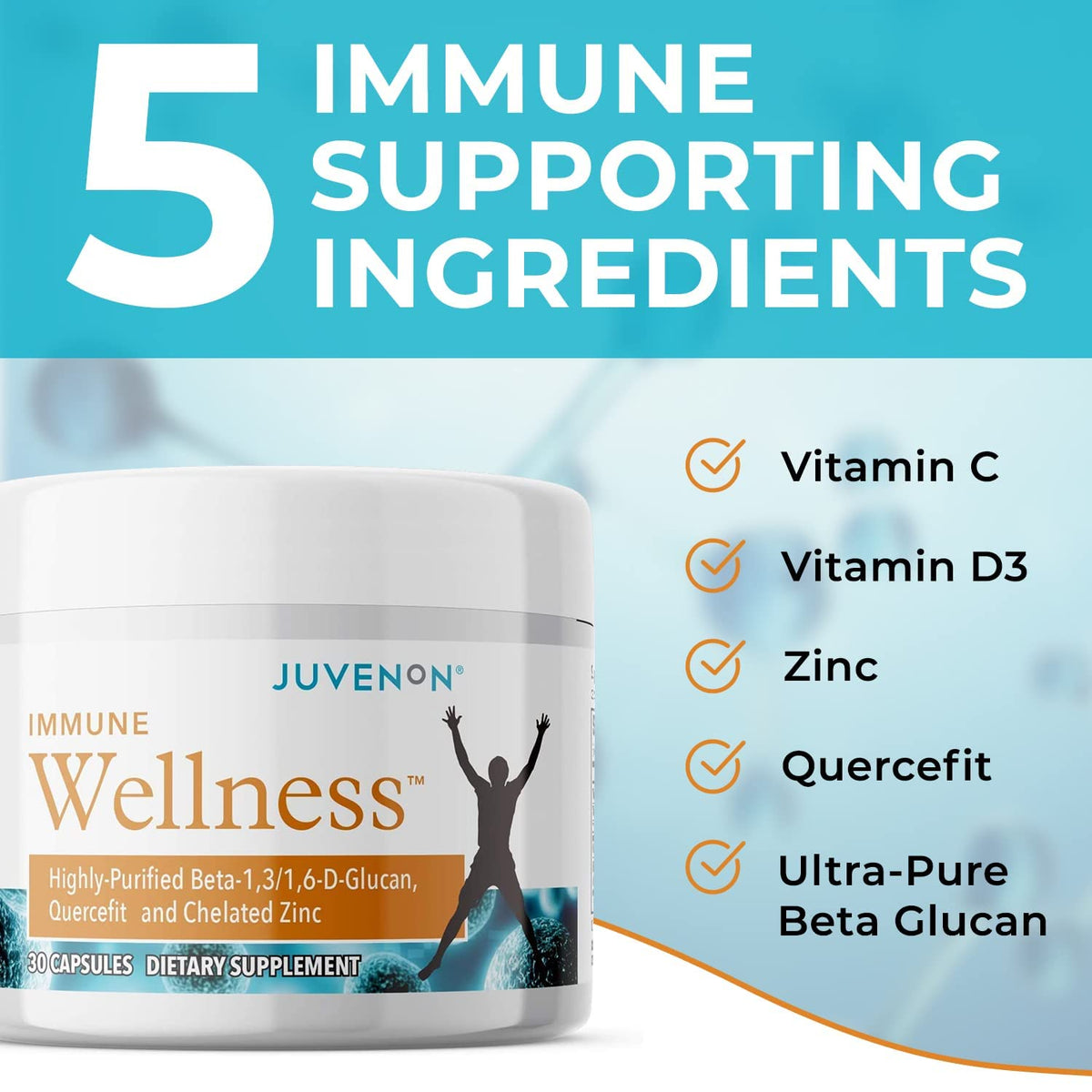 Juvenon Immune Wellness Defense Supplement with Vitamin C & Zinc - 30 Capsules - image 2