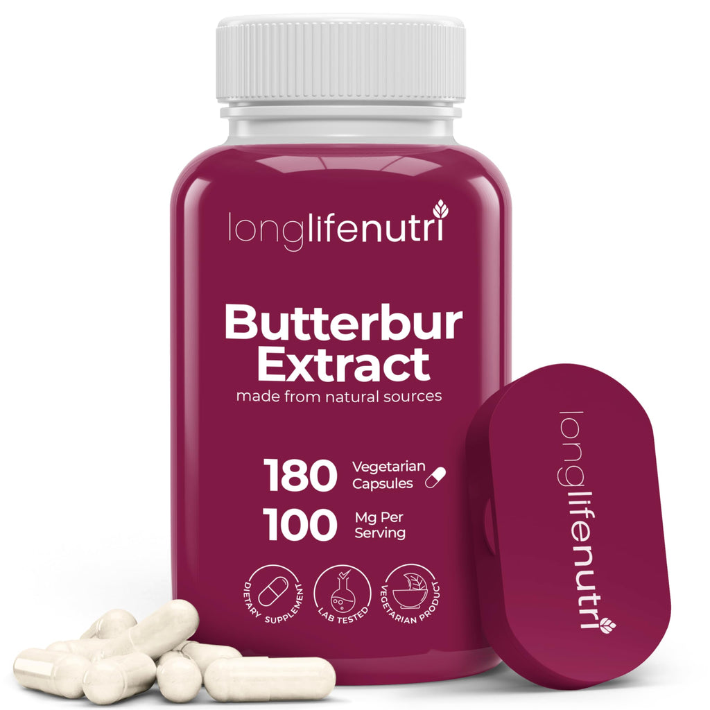 LongLifeNutri Butterbur Extract 100mg - 180 Vegetarian Capsules