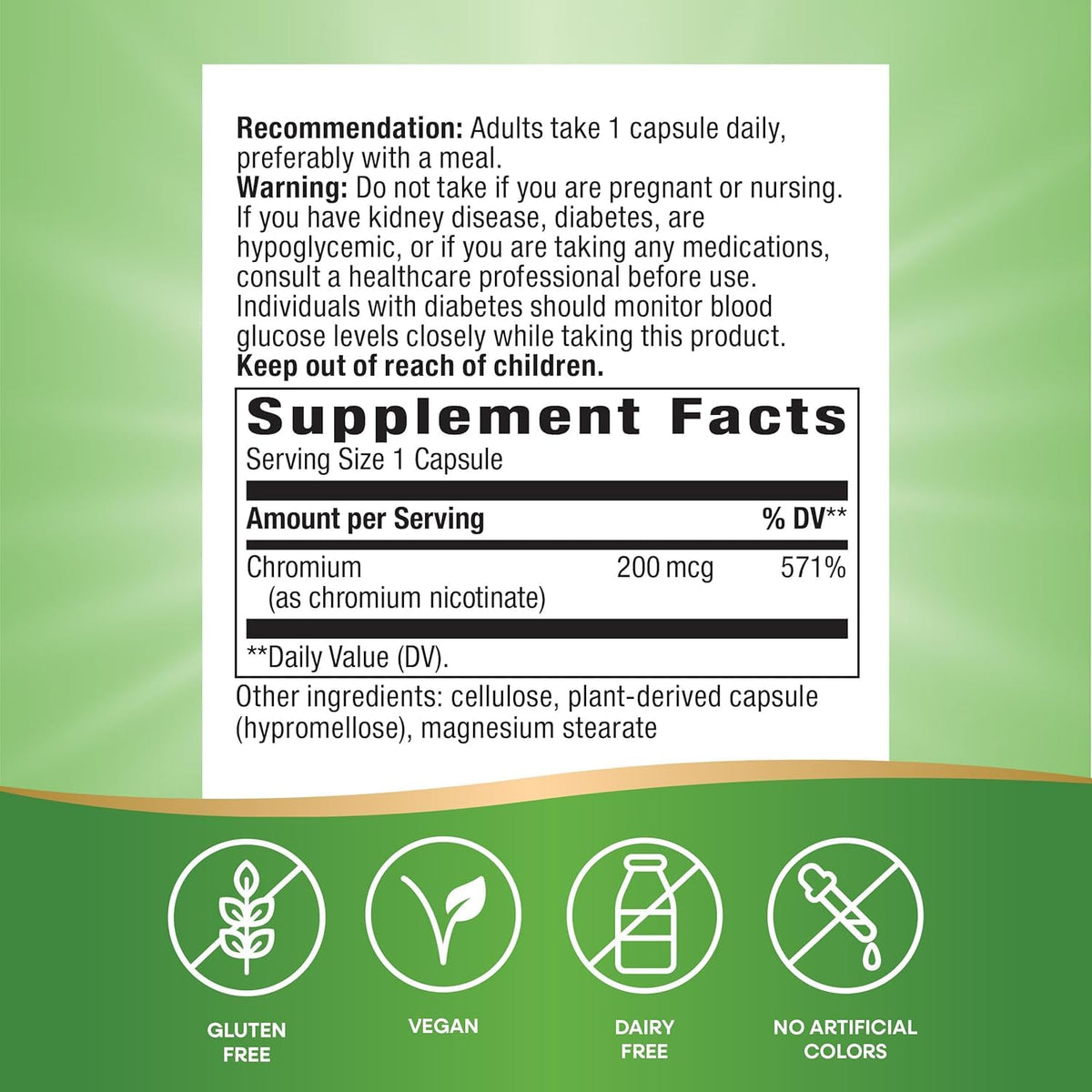 Nature's Way GTF Chromium 200 mcg - 100 Capsules - image 2
