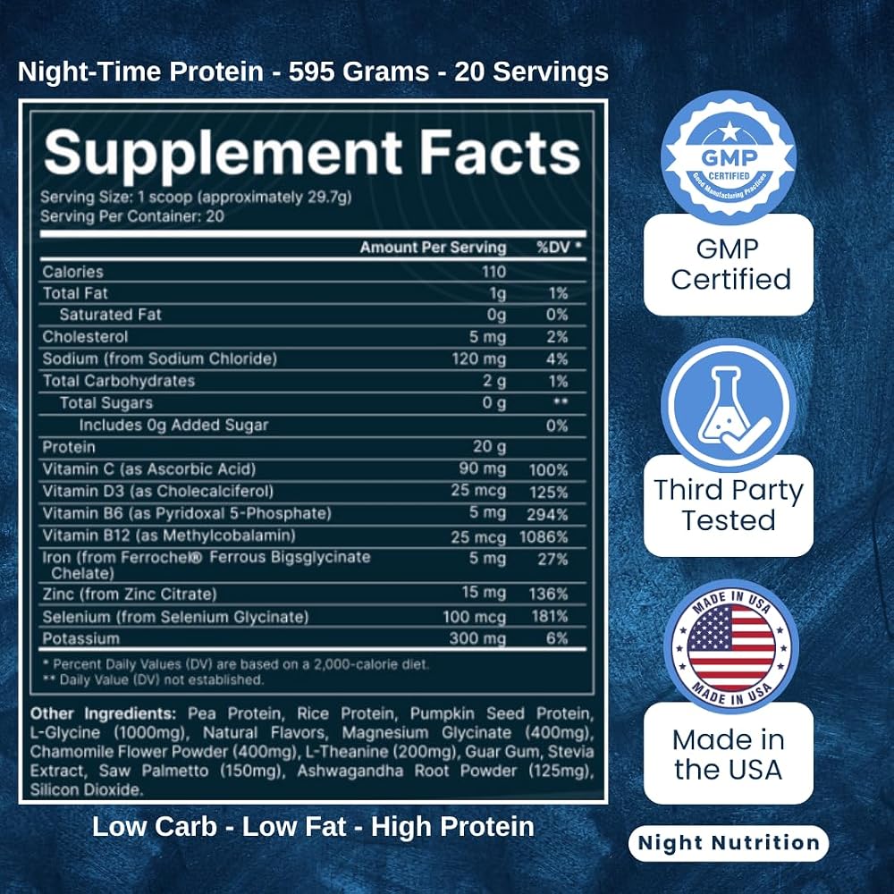 Night Nutrition Night Time Protein Powder Vanilla - 21 oz - image 4