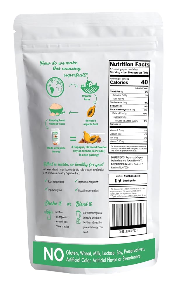 Freshlydried Papaya Digestive Supplement Powder - 6 Ounce - image 2
