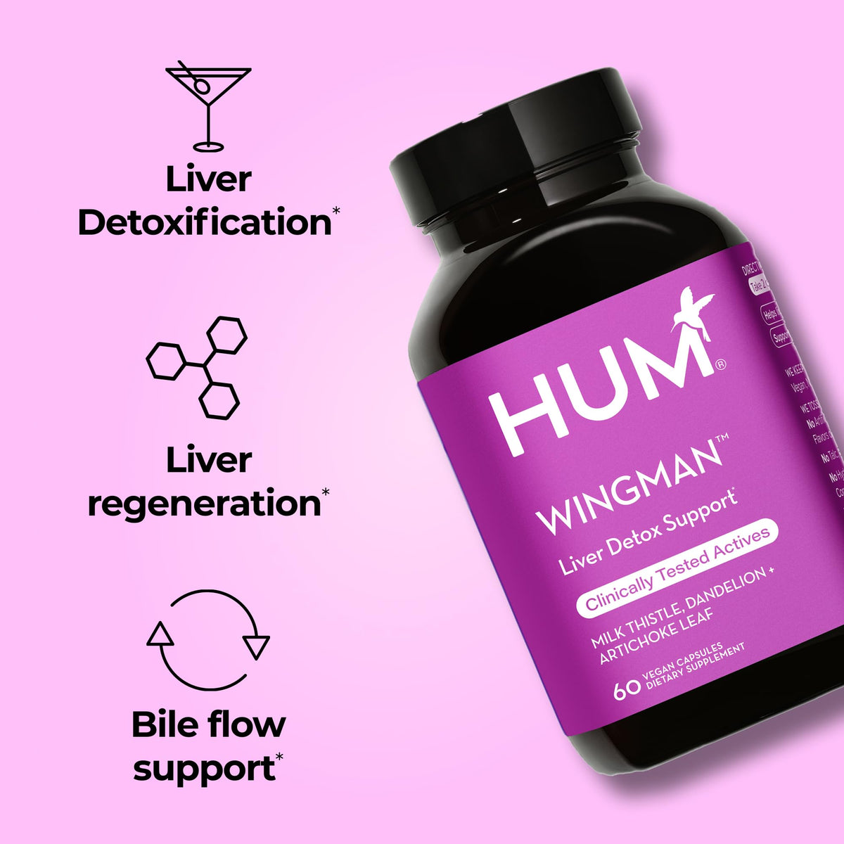 HUM Wing Man Liver Support Supplement - 60 Capsules - image 2