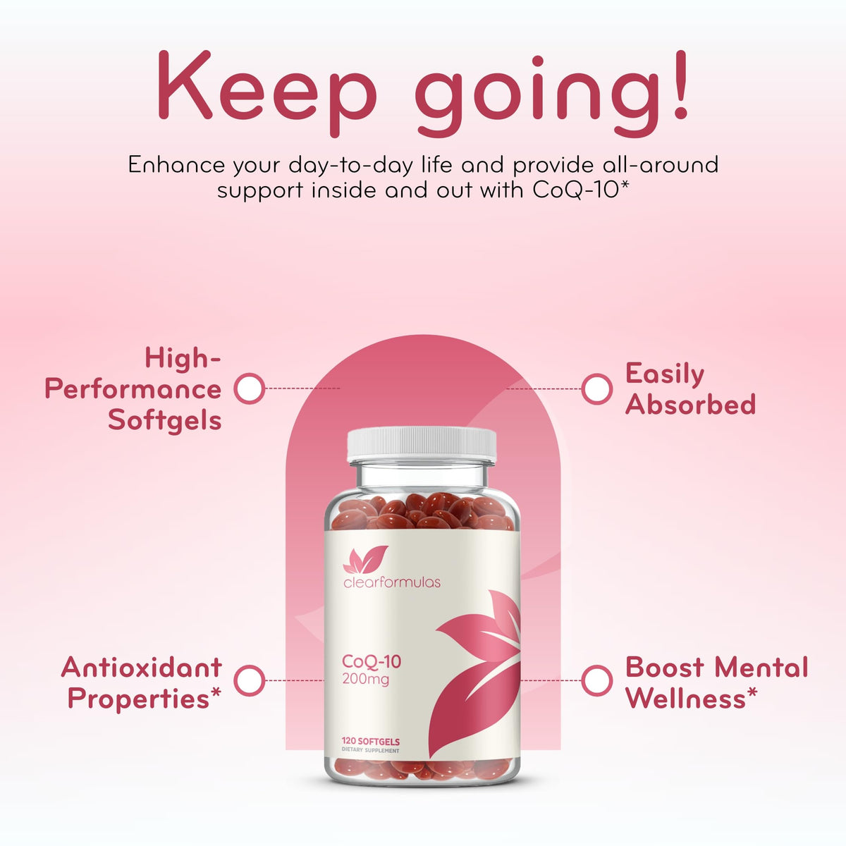 Clear Formulas CoQ10 200mg Softgels - 60 Servings - image 4