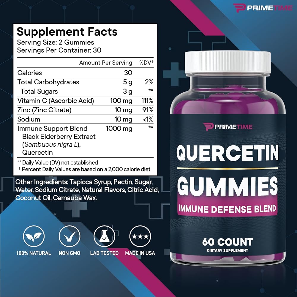 Primetime Sports Quercetin Zinc Vitamin C Immune Support Gummies - 120 Count - image 2