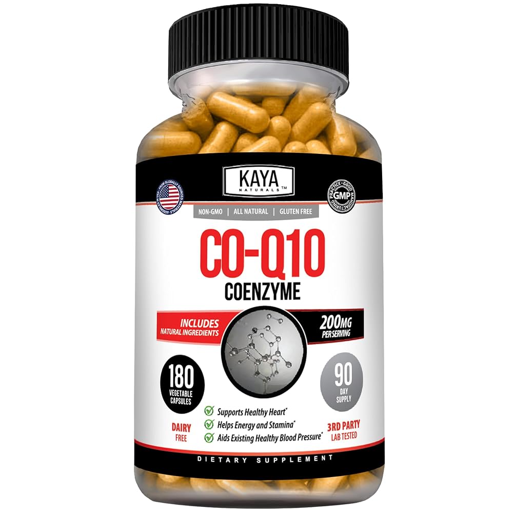 Kaya Naturals CoQ10 200mg Antioxidant Supplement - 180 Vegetarian Capsules