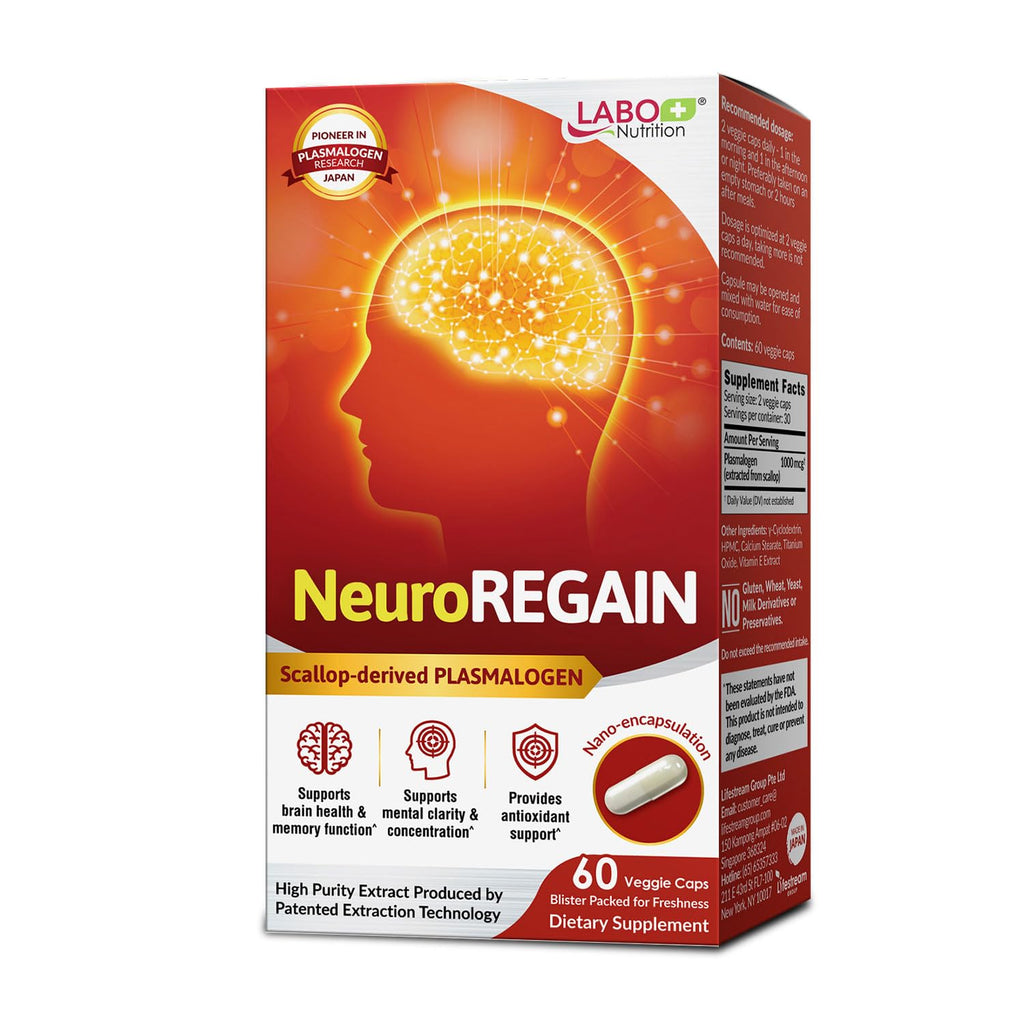 LABO Nutrition NeuroREGAIN Scallop Plasmalogen Brain Support - 60 Capsules