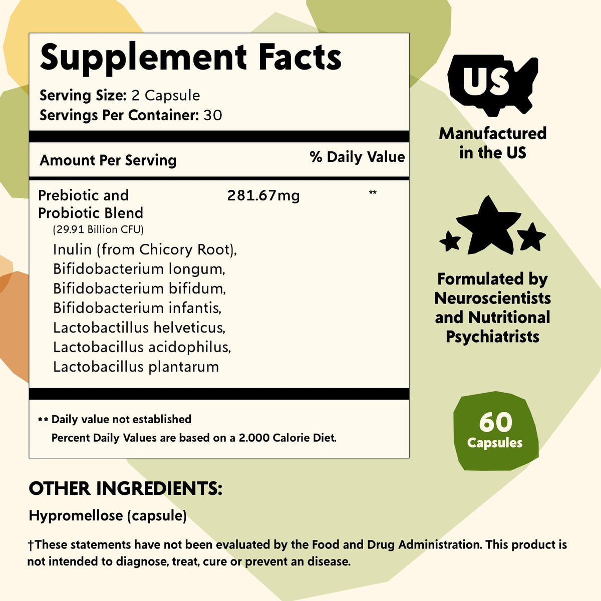PYM Mood Biotics Probiotic & Prebiotic Blend - 60 Capsules - image 2