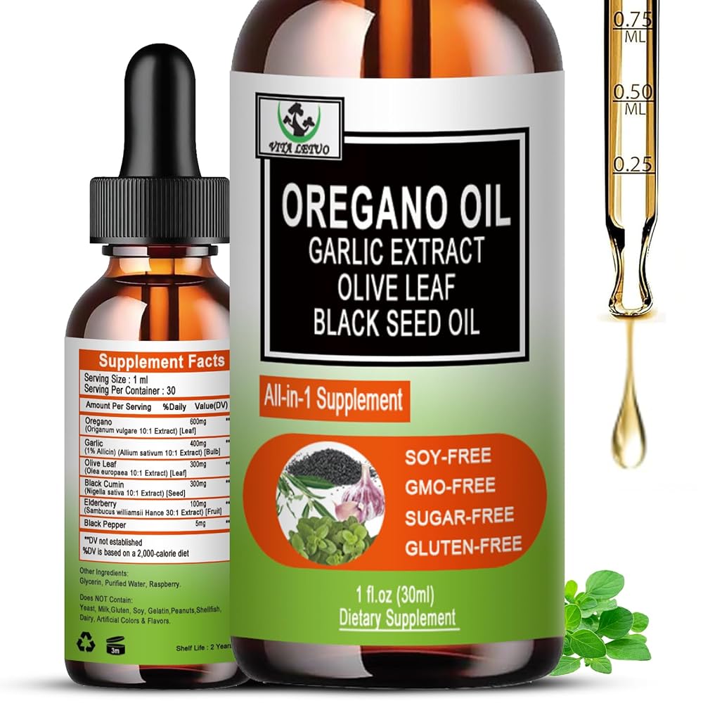 Vita letuo Organic Oil of Oregano with Black Seed Oil - 1 Fl Oz