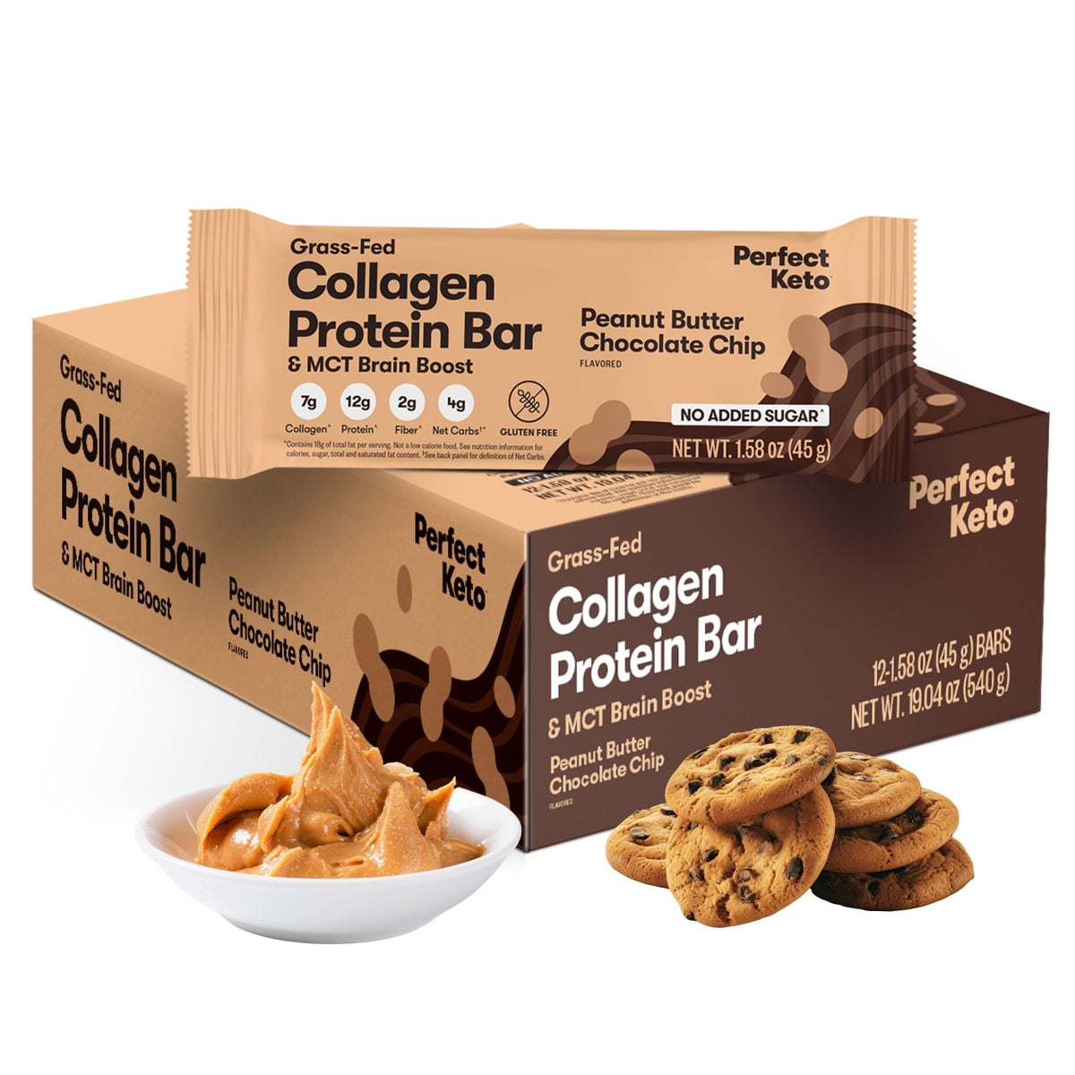 Perfect Keto Protein Snacks - Box of 12 Bars - Low Carb Diet Friendly