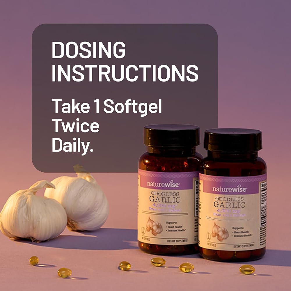 NatureWise Odorless Garlic Supplement 4000mg - Ultra Potent 100:1