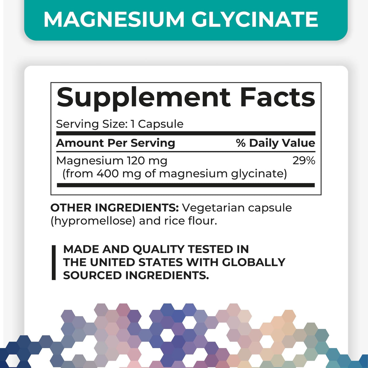 PlusPharma Magnesium Glycinate 400mg - 120 Vegetarian Capsules - image 2