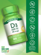 Nature's Truth Vitamin D3 400 IU - 100 Tablets - image 3