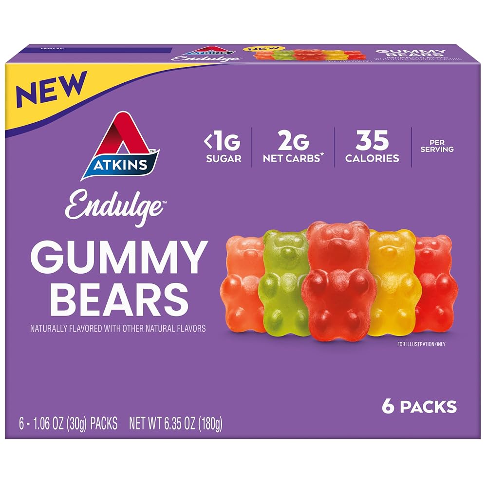 Atkins Endulge Gummy Bears Low Sugar Keto Candy - 6 Pack