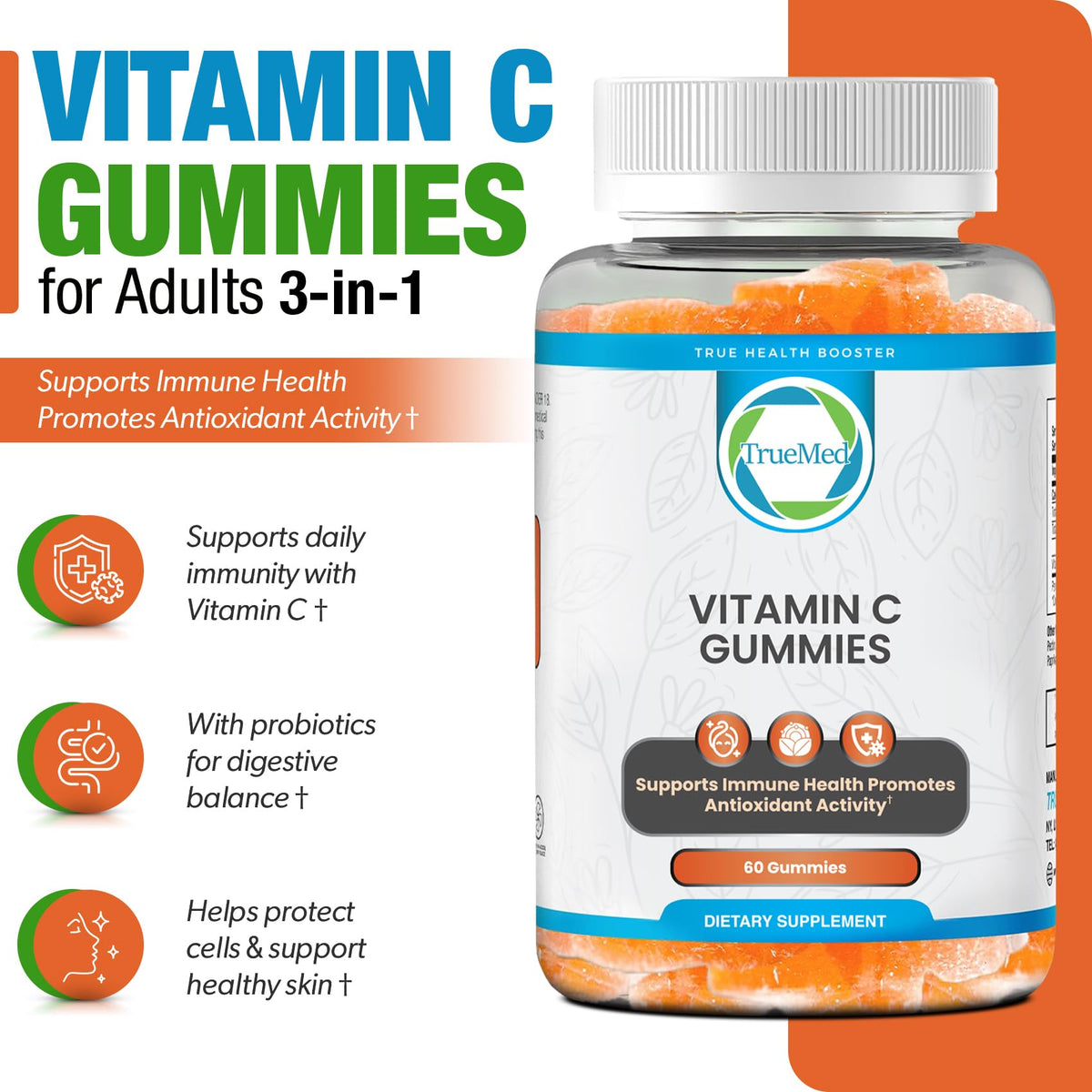 TRUEMED Vitamin C Gummies for Immune Support - 60 Count - image 2
