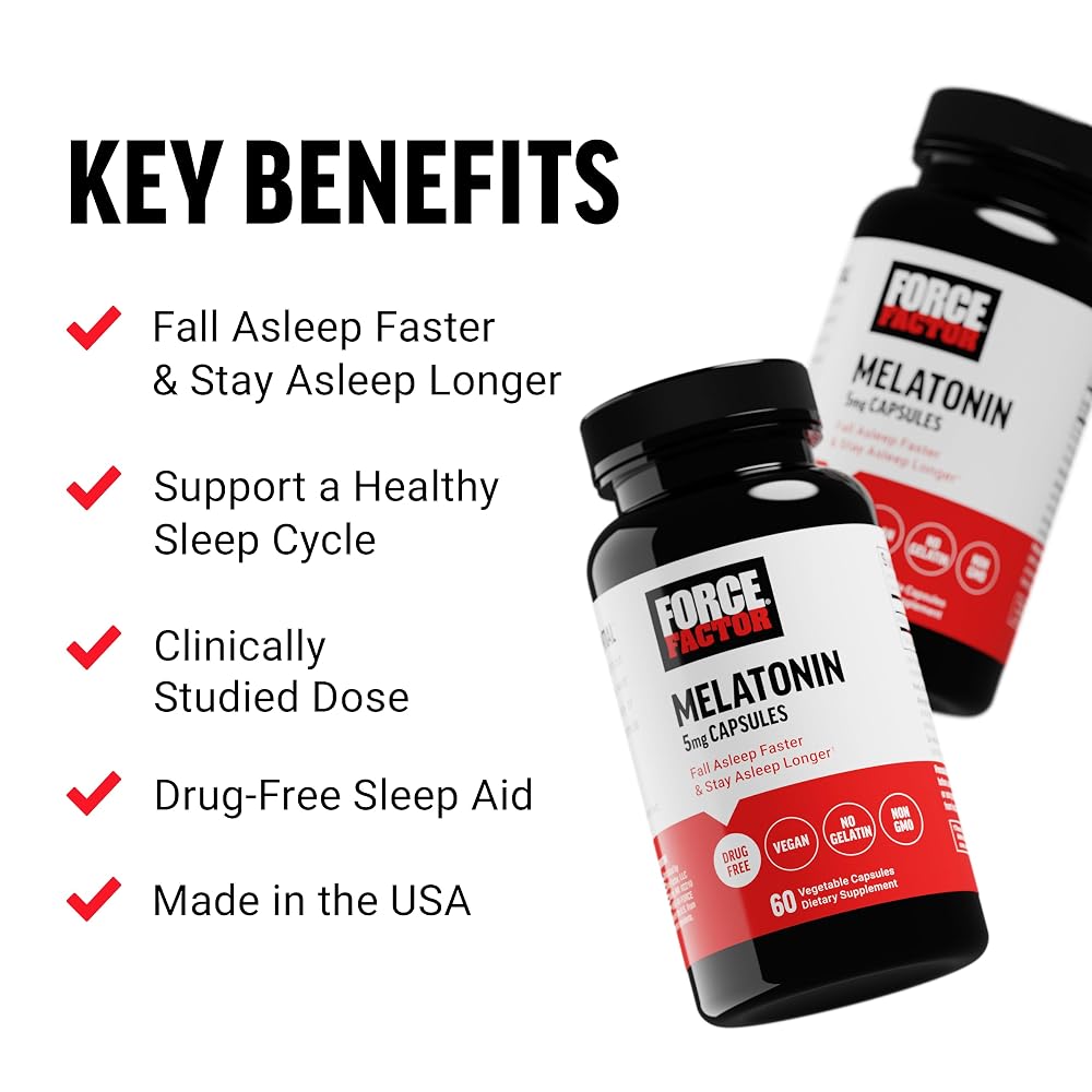 Force Factor Melatonin 5mg Sleep Aid - 60 Vegetarian Capsules - image 2