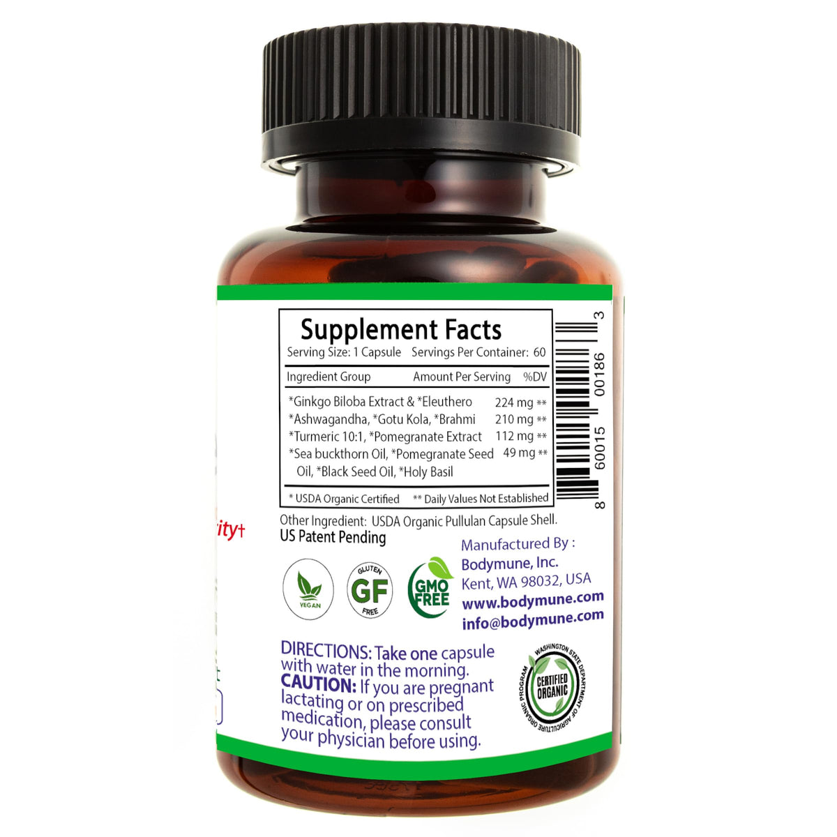 Bodymune Brain Health Formula Organic Nootropic - 60 Capsules - image 3