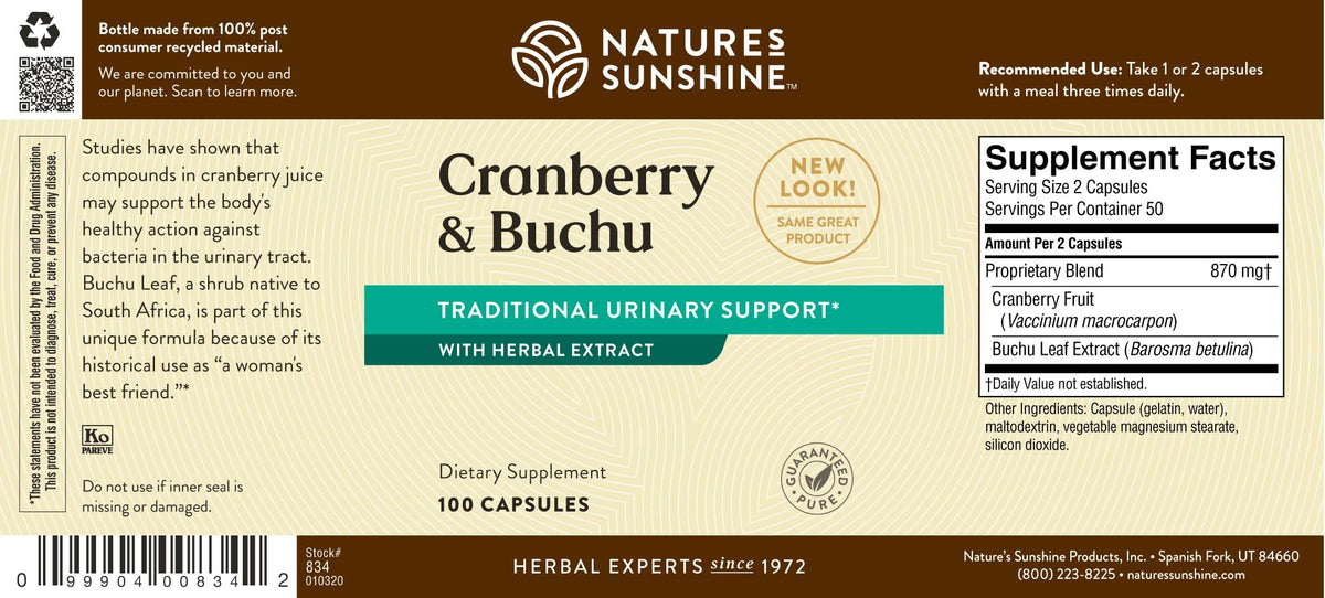 Nature's Sunshine Cranberry and Buchu Concentrate - 100 Capsules - image 6
