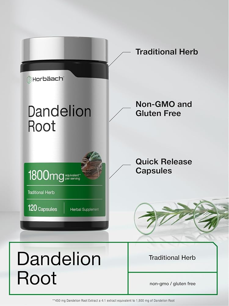 Horbäach Dandelion Root Supplement - 120 Capsules - image 4