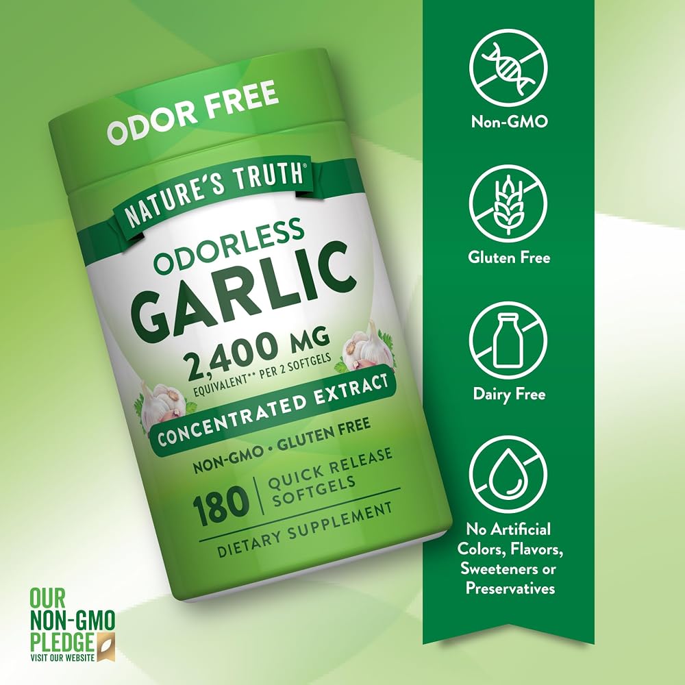 Nature's Truth Odorless Garlic Softgels - 180 Softgels - image 3