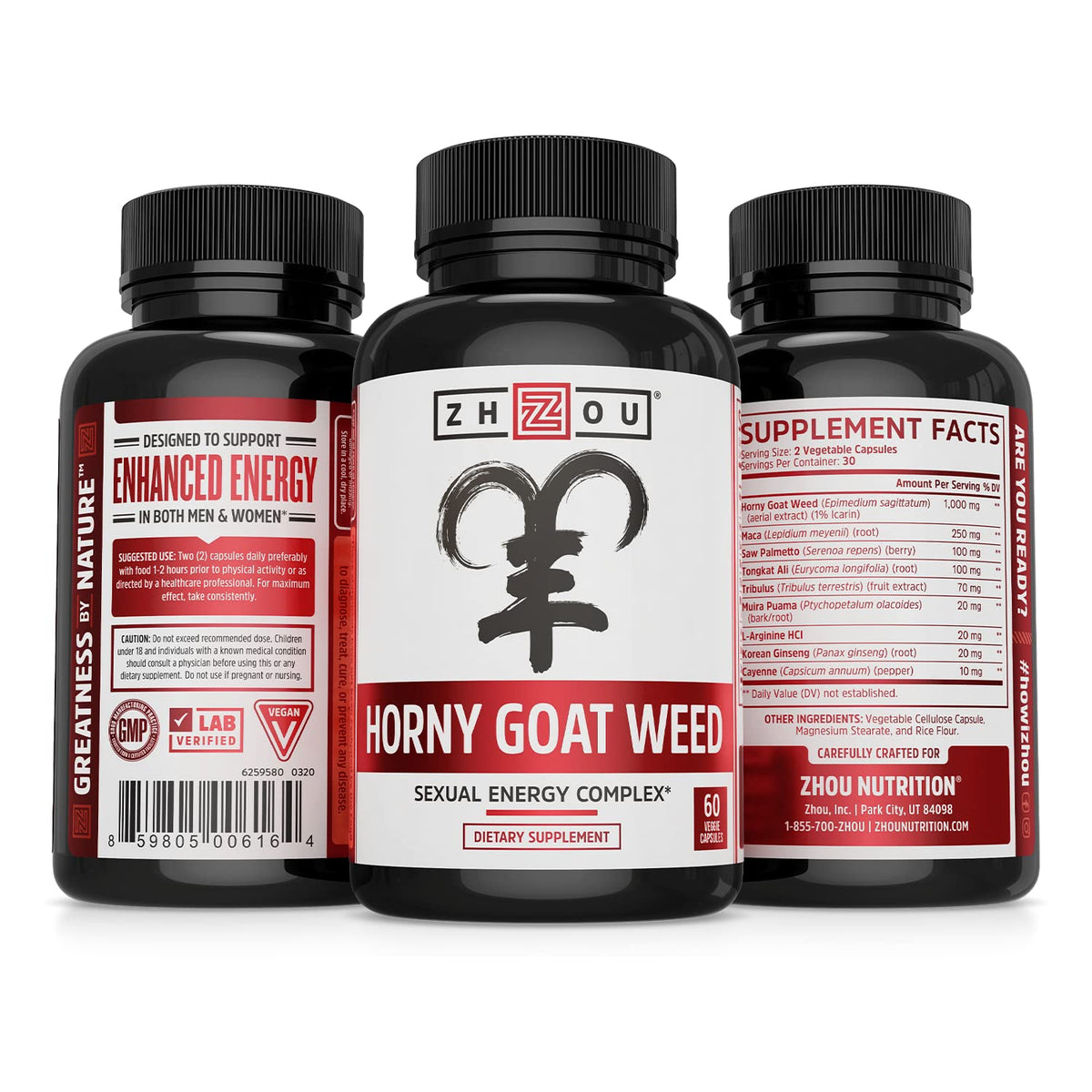 ZHOU Horny Goat Weed Herbal Extract for Energy - 60 Vegetarian Capsules - image 2