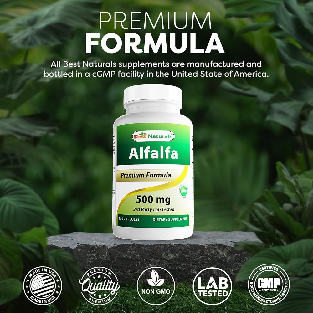 Best Naturals Alfalfa Green Super Food 500 mg - 180 Capsules - image 5