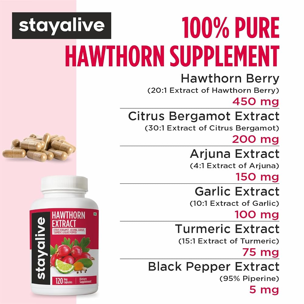 STAY ALIVE Hawthorn Berry 20:1 Extract Supplement - 120 Capsules - image 3