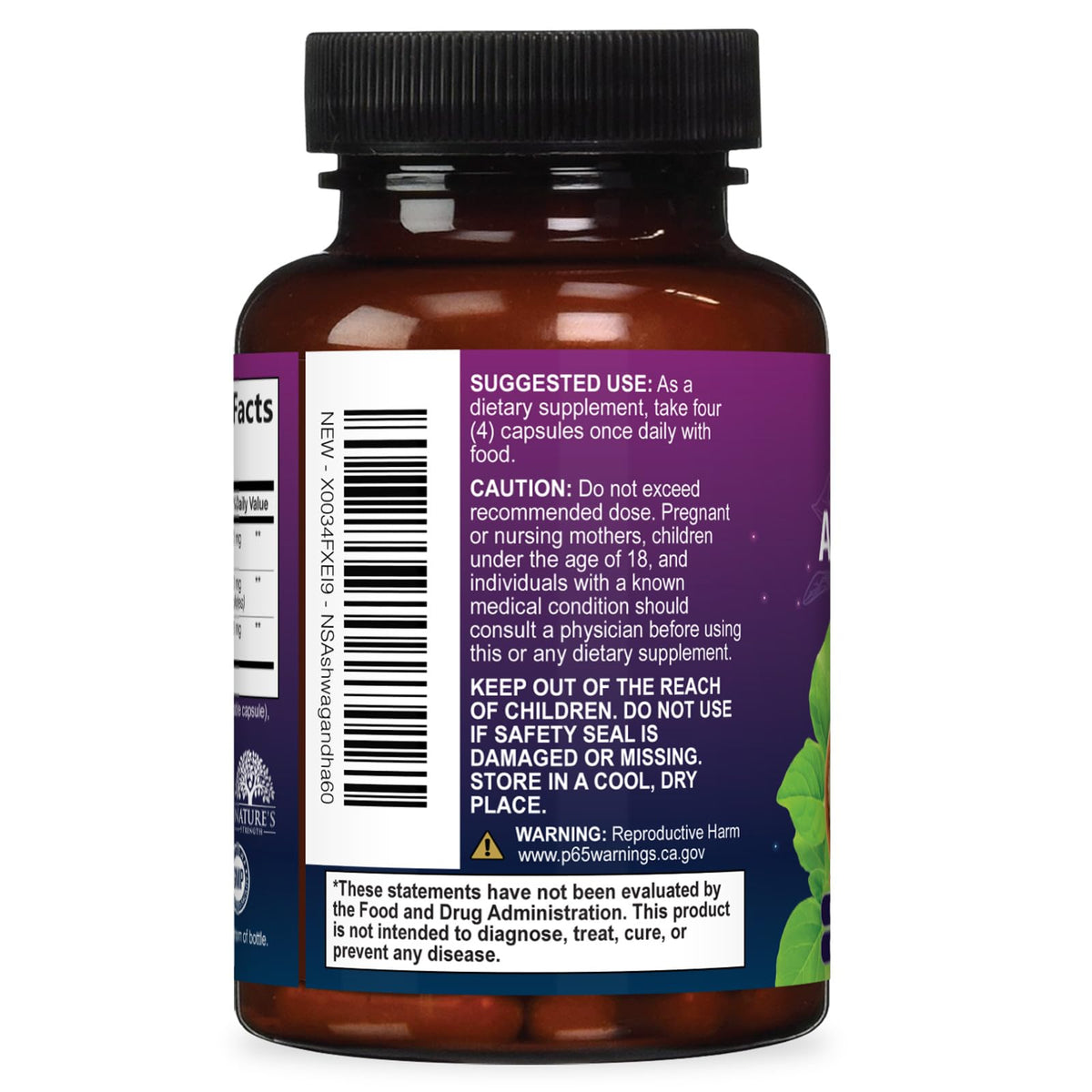 Nature's Strength Ashwagandha Supplements 1100mg - High-Absorption