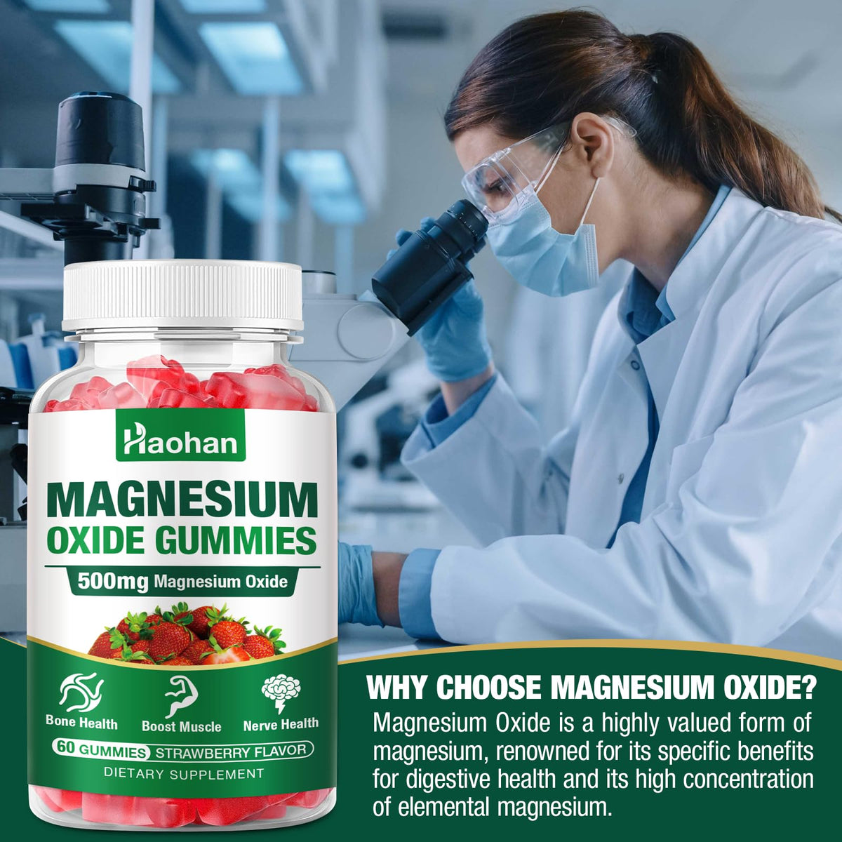 Haohan Magnesium Oxide Gummies 500mg - 120 Gummies - image 4