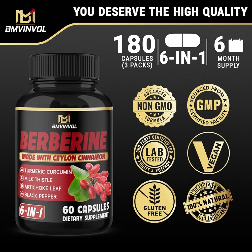 BMVINVOL Berberine Supplement Plus Ceylon Cinnamon - 180 Capsules - image 7