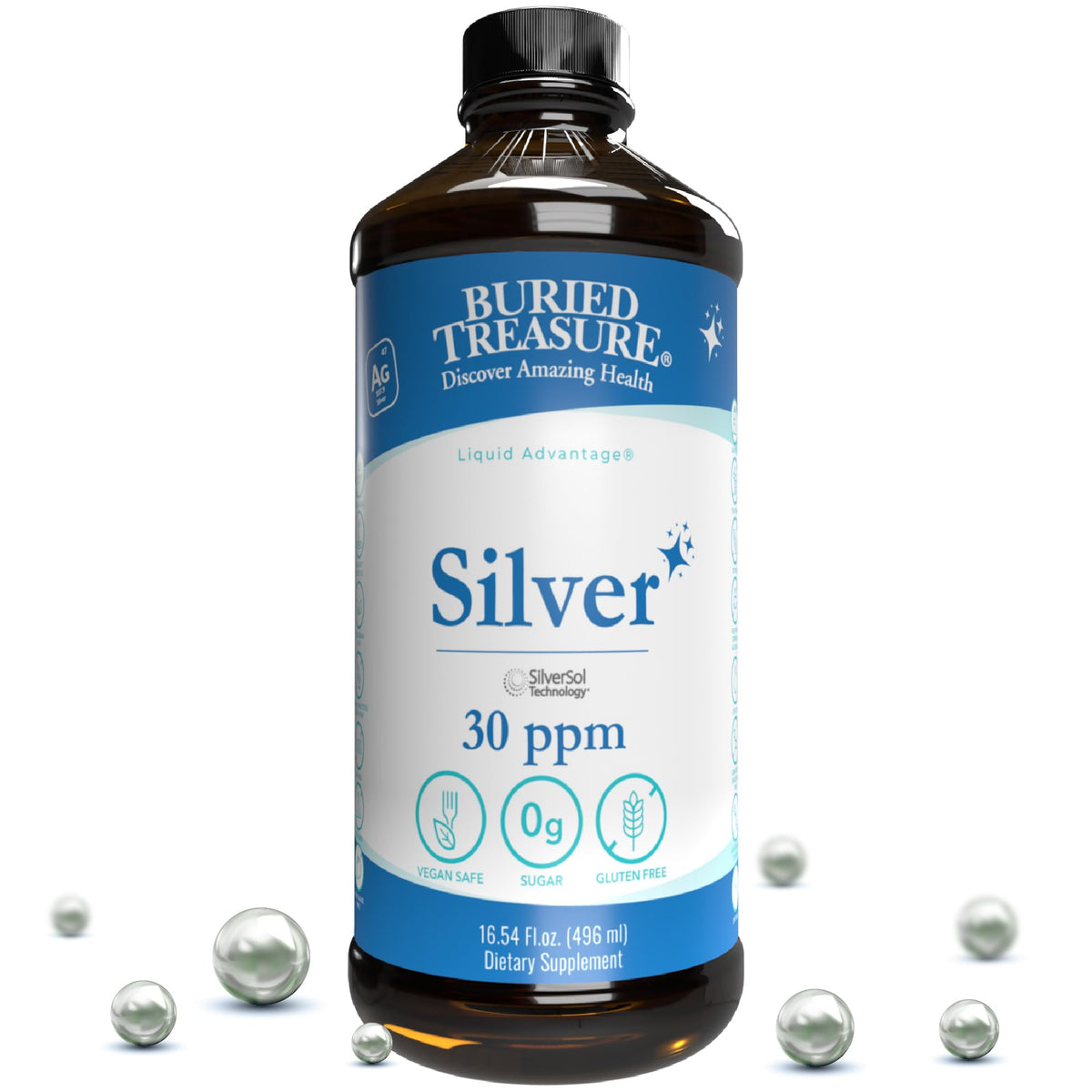 Buried Treasure Purified Silver Liquid 30 PPM Immune Support - 16 oz