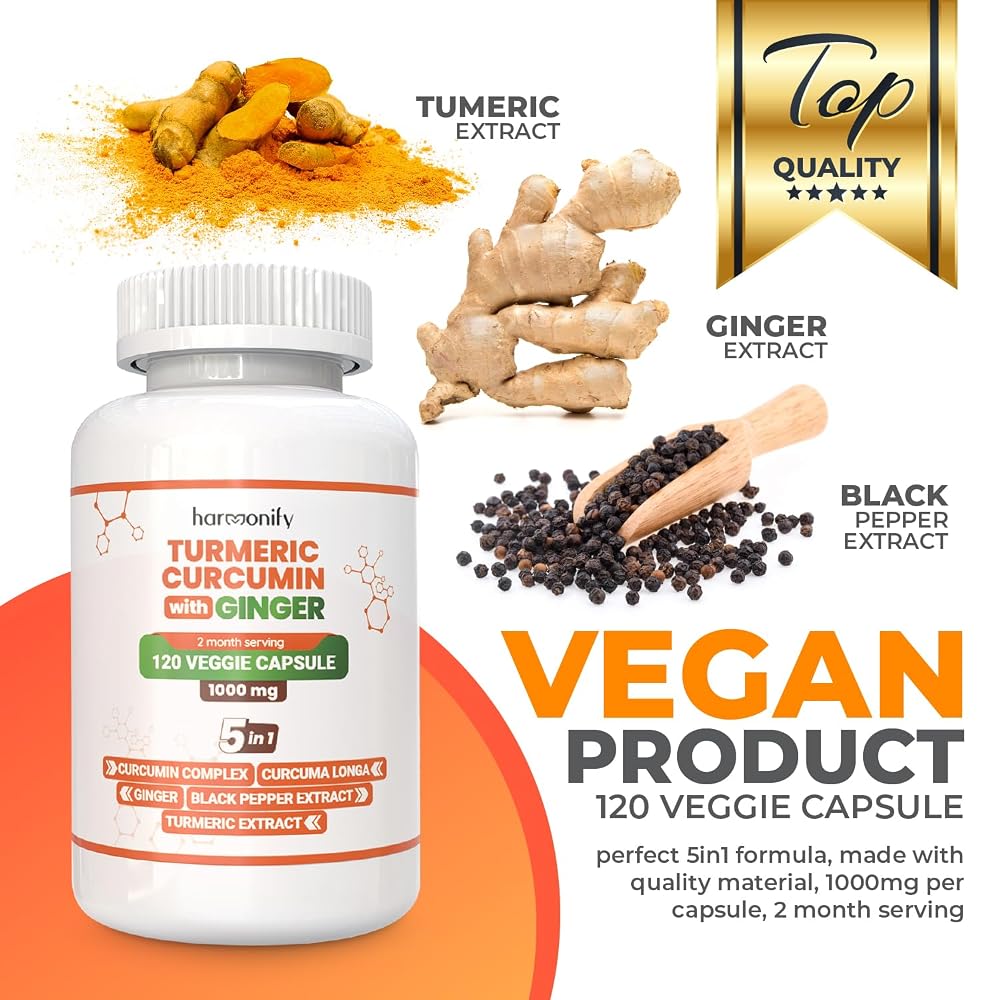 HARMONIFY Turmeric Curcumin with Ginger & Black Pepper - 120 Capsules - image 4