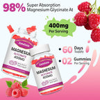 Zetelixia Magnesium Glycinate Gummies, Raspberry Flavor, 60 Count
