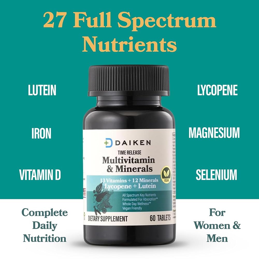 DAIKEN Mini Multivitamin for Women & Men, Time Released, 60 Tablets