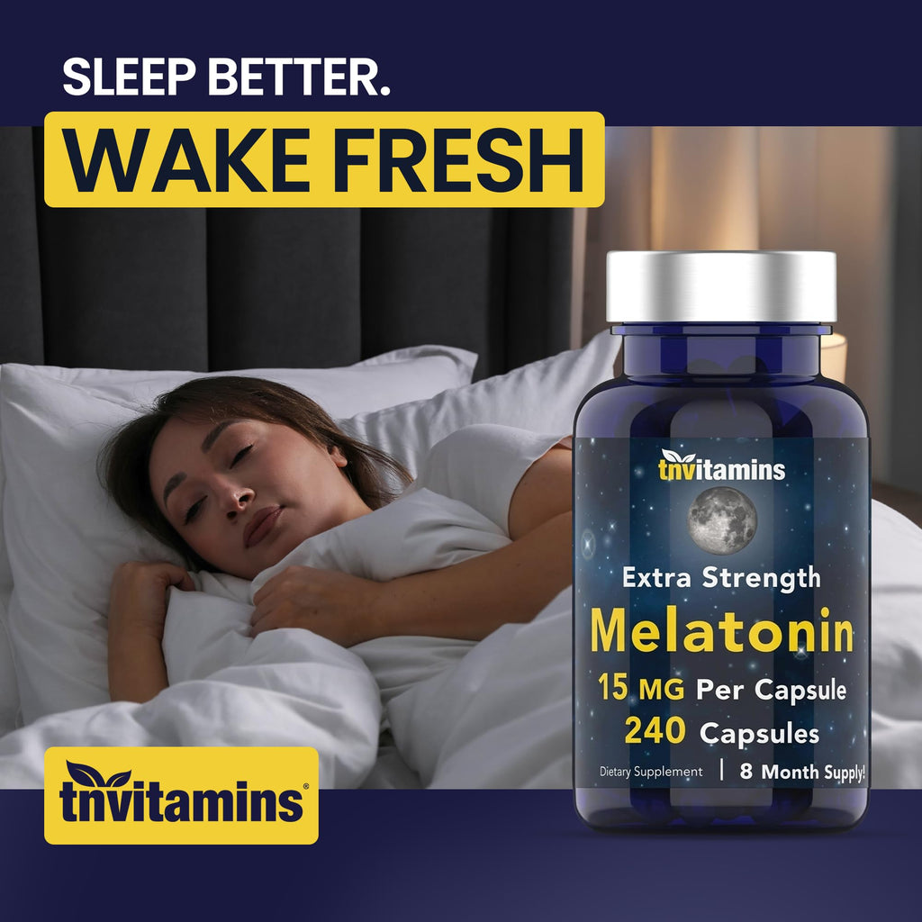 tnvitamins Melatonin 15 MG Sleep Support - 240 Capsules - image 3