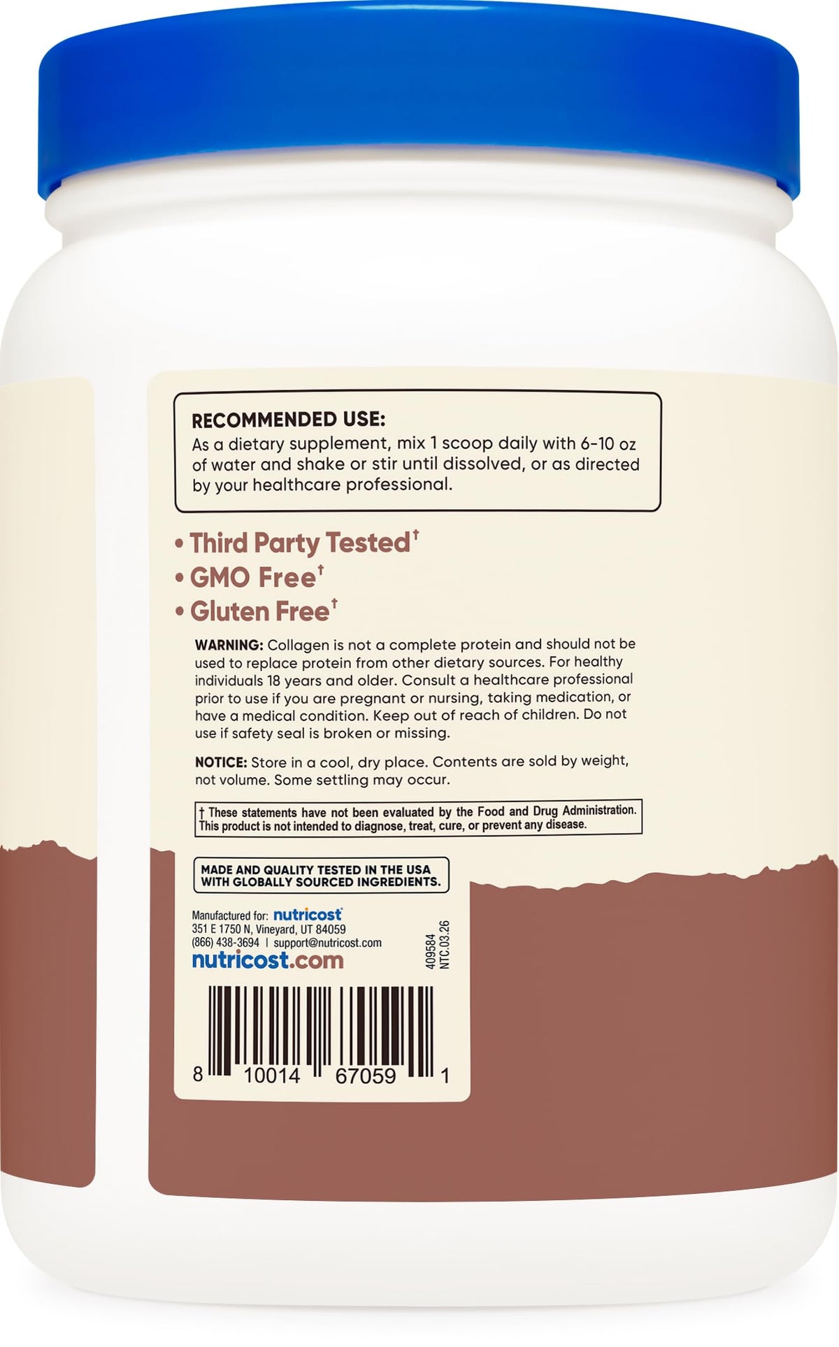 Nutricost Grass-Fed Collagen Powder 1LB (454 G) - Pure Grass Fed