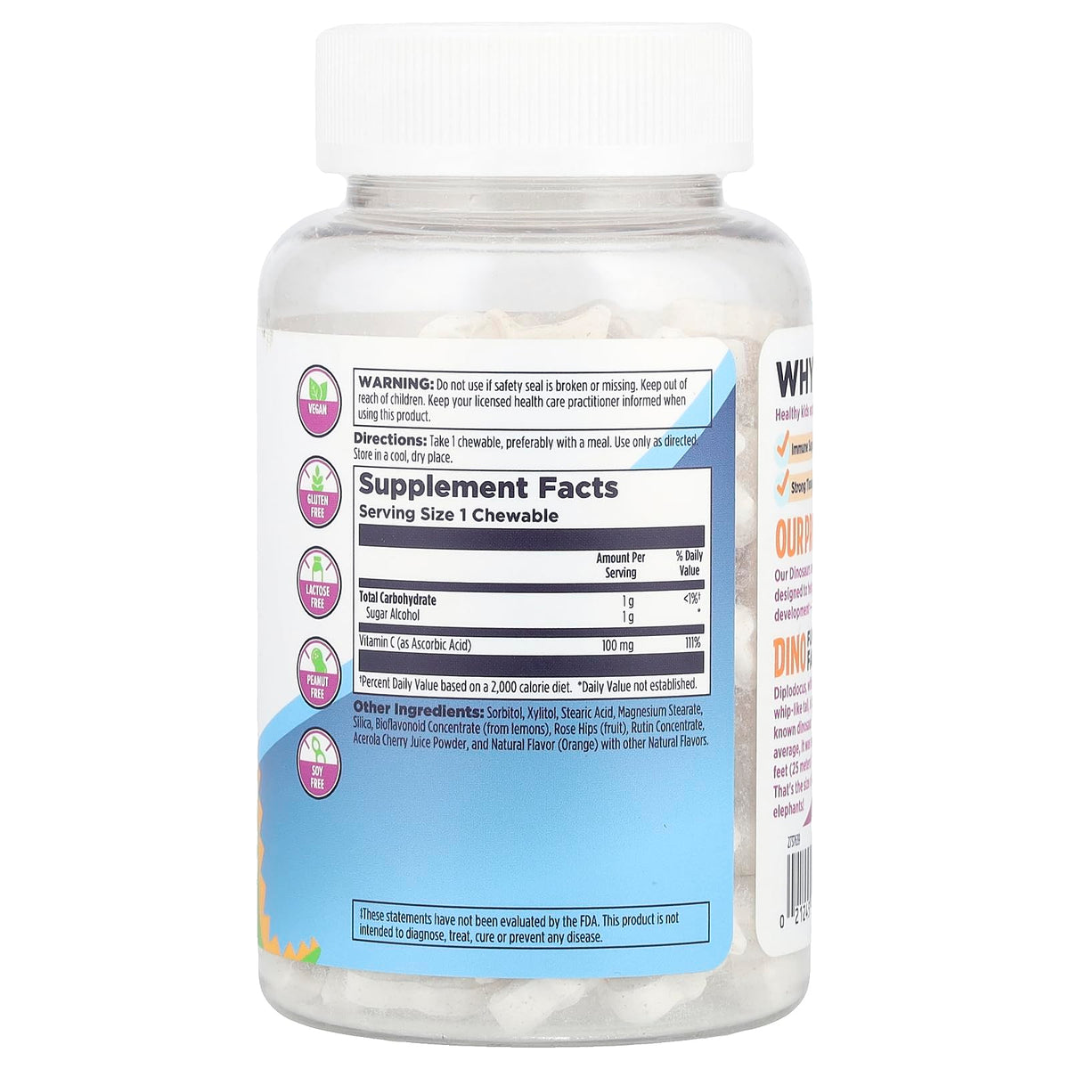 KAL C-Rex Chewable Vitamin C for Kids Immune Support - 100 Tablets - image 2