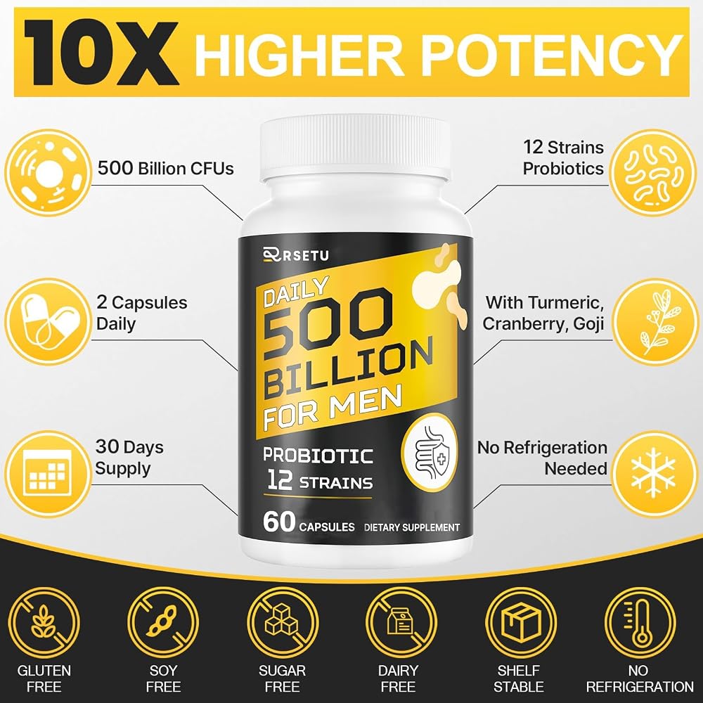 RSETU Probiotics for Men: 500 Billion CFU