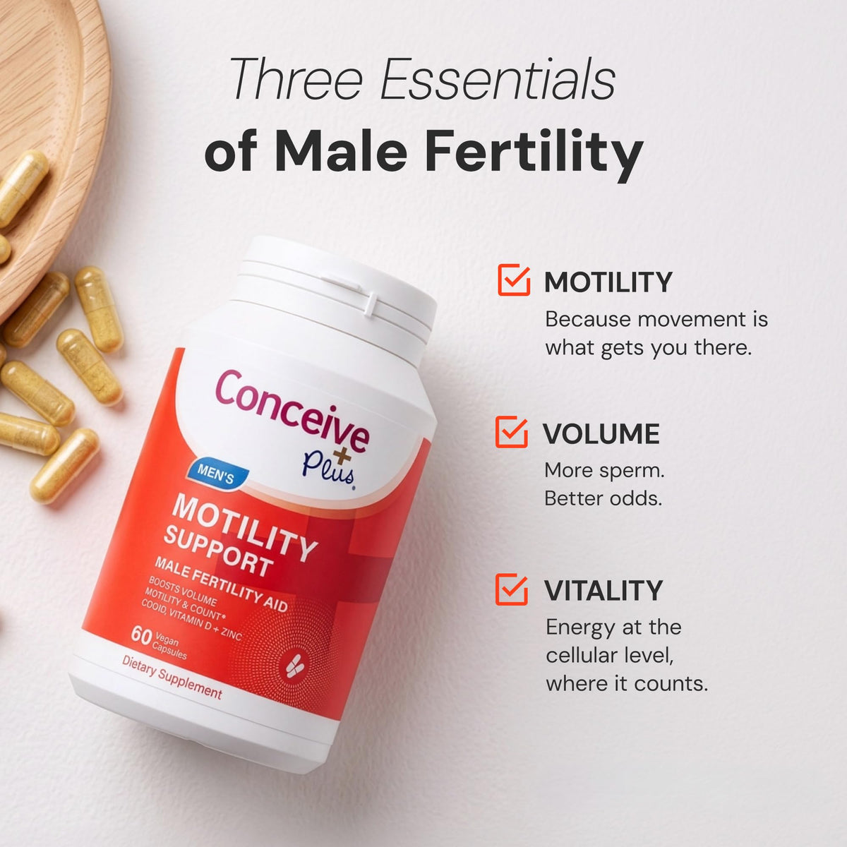 CONCEIVE PLUS Motility Support for Men Fertility Supplement - 60 Capsules - image 2