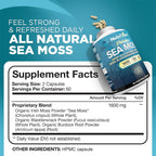 Nutrivein Premium Organic Irish Sea Moss Capsules 1600mg - 120 Vegan Caps - image 2